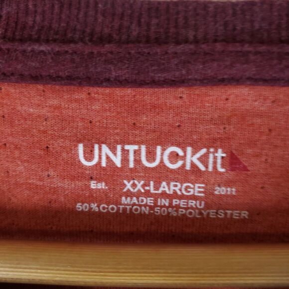 UNTUCKit Grassi Burgundy Henley Button Up Mens 2XL Front Long Sleeve - Picture 2 of 8